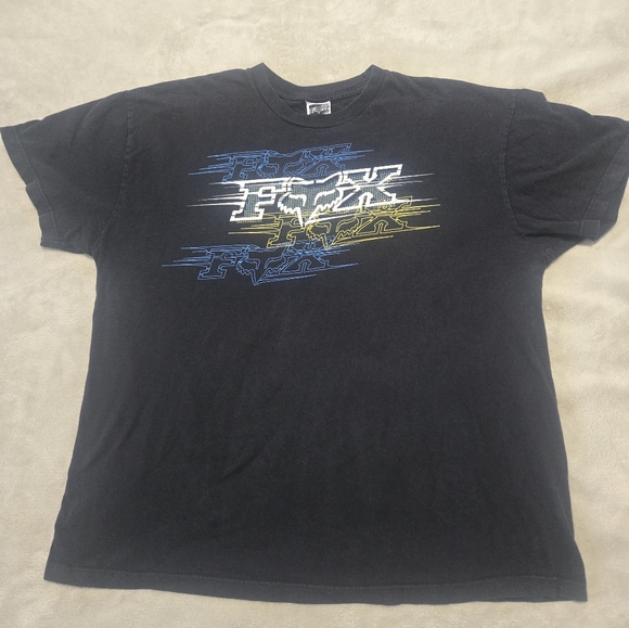 VTG Fox Racing Black T-Shirt Mens Sz 2XL Distressed Moto Motorcross Fox Tee - Picture 2 of 7